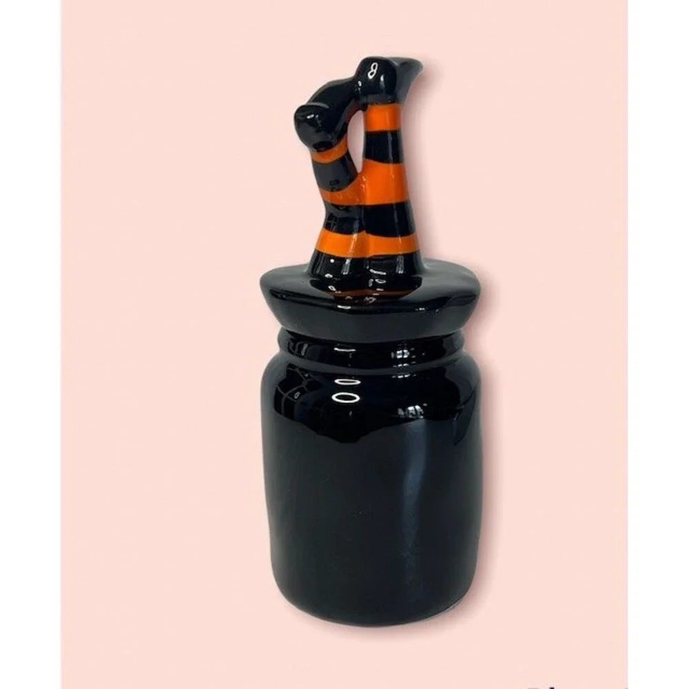 Rae Dunn WITCH PLEASE Halloween Canister with Figural Lid Witch's Legs